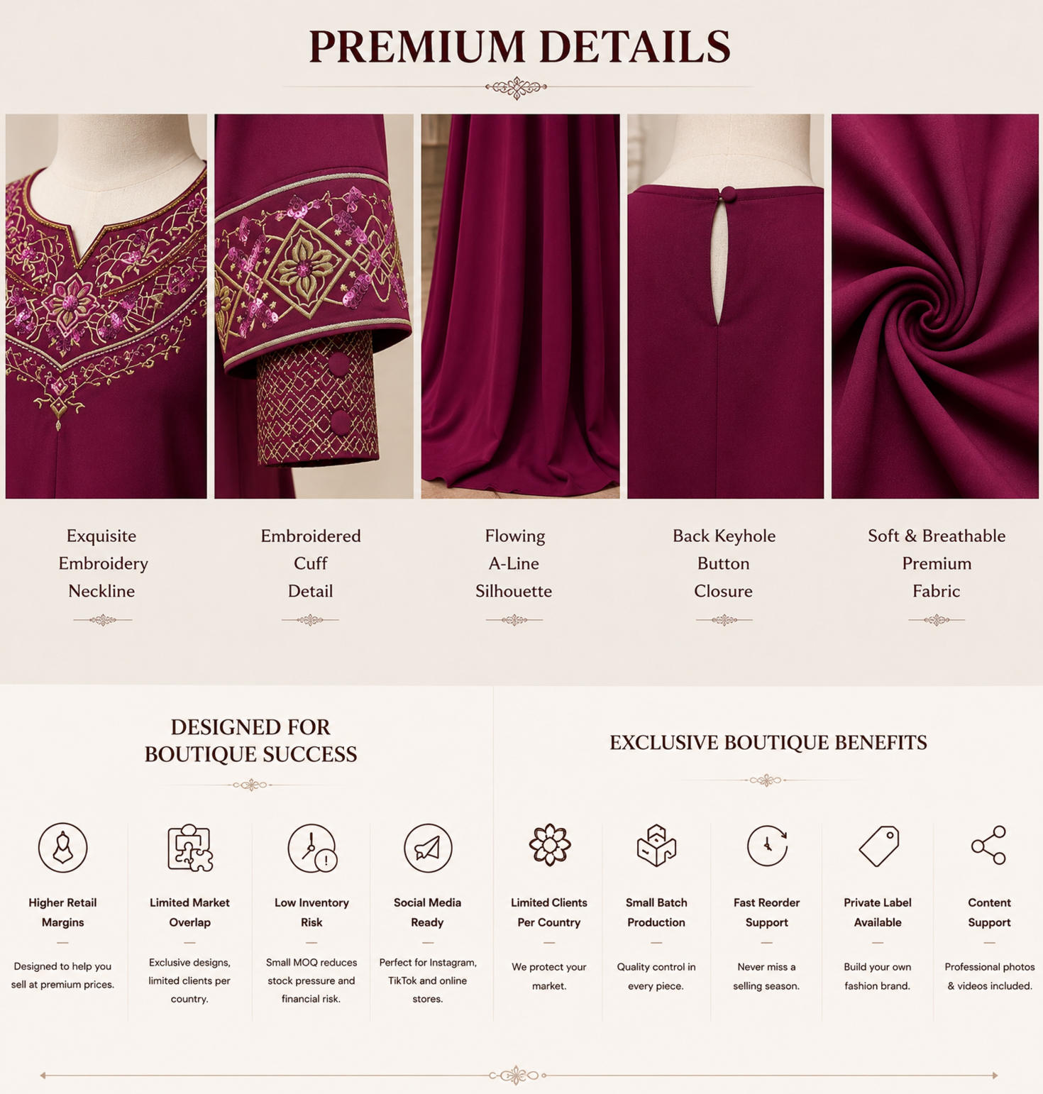 purple embroidered beaded closed abaya design details