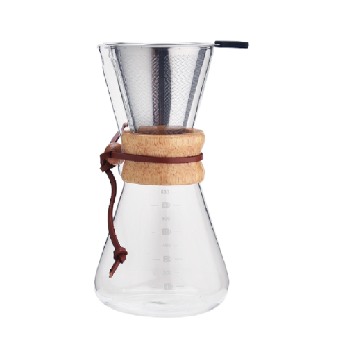 Macchina da caffè pour over con custodia in bambù 600 ml