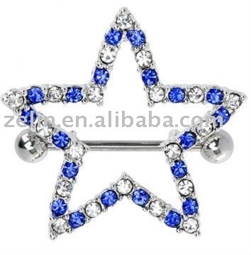 Sapphire Blue Gem Stunning Star nipple jewelry body nipple piercing jewelry