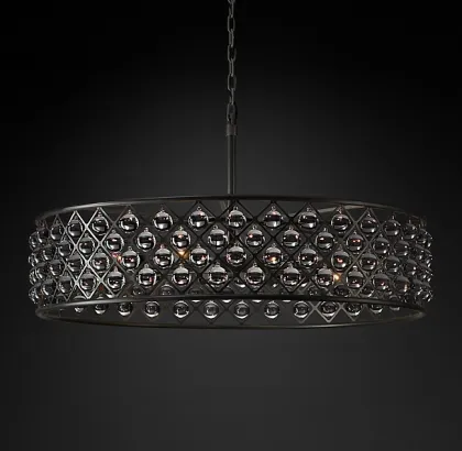 American Spencer Rectangular Chandelier 61" Matt Black Oval Dining Chandelier