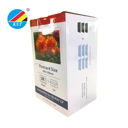 KP 108IN Color Ink Cartridge and Accessories for Canon Selphy Printers: CP1300, CP1200, CP1100, CP900 with Photo Paper Set