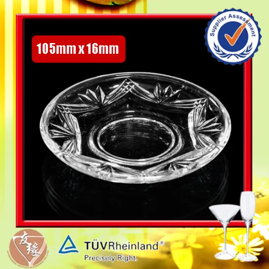 round105mm x 16mm embossed glass charger plates wholesale