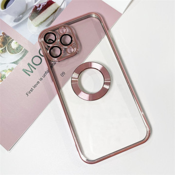 New Arrival Camera Lens Protector Plating TPU Phone Case for iPhone 16/15/14/13/12/11 Pro Max XS XR 7 8 Plus Hollow Logo Cover