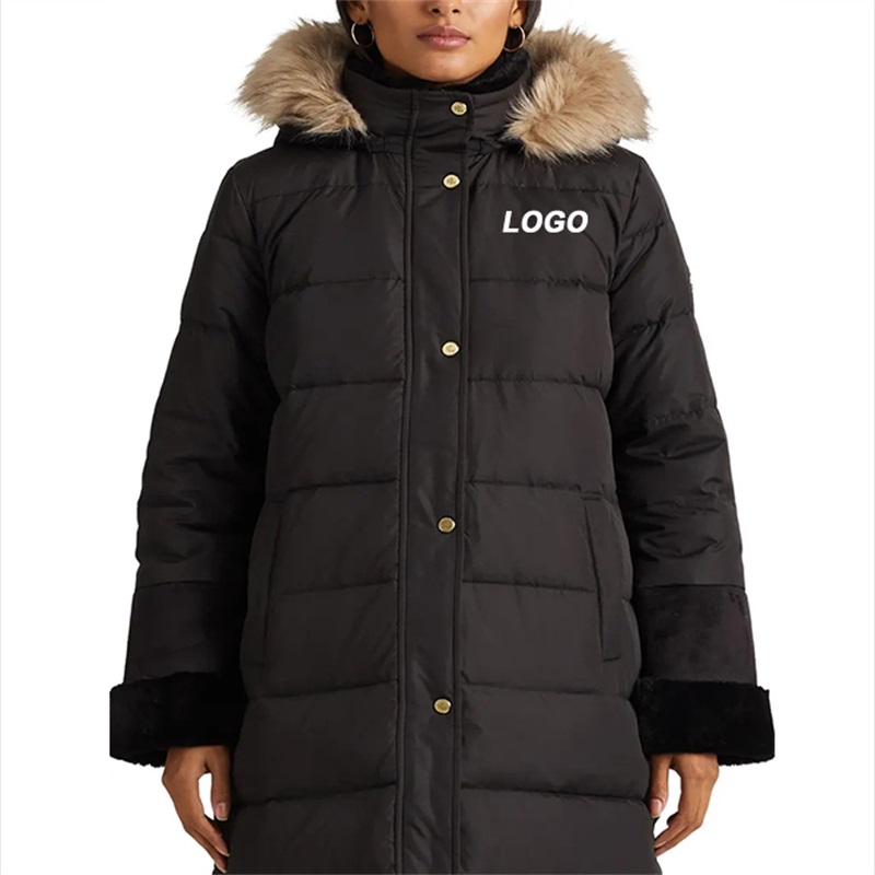 Down Jacket med plysch huva