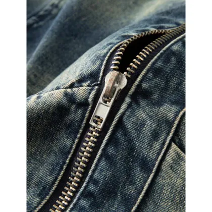 High-End Retro Patchwork Denim Jacket for Men - OEM