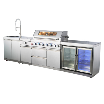 Kepulauan dapur luar dengan gril BBQ