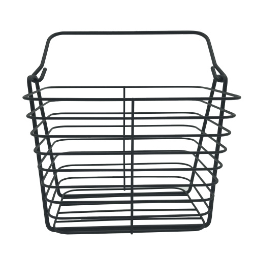 Metal Storage Baskets Black iron wire storage basket with handles Manufactory