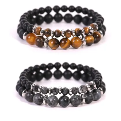 8MM Yellow Tiger Eye Stone Matte Onyx Stretch Bracelet