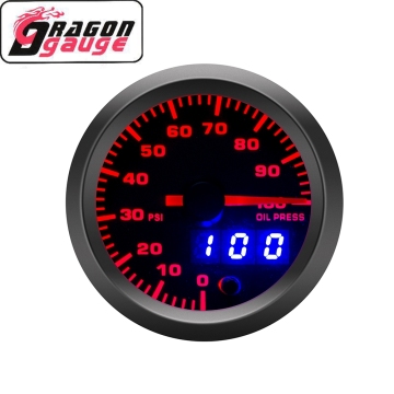 DRAGON GAUGE 2 inch 52mm Auto Meter 0~100 psi Oil Pressure Gauge For Car