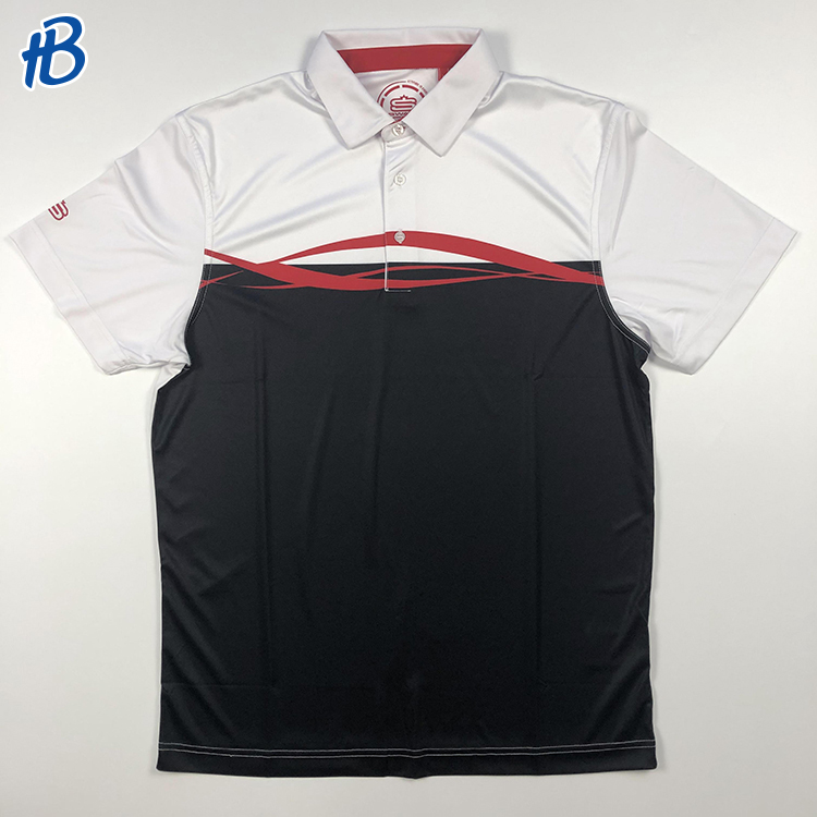 2023 Camisa de golf de poliéster negro de poliéster blanco