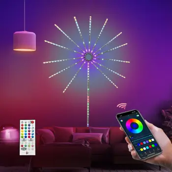 Indoor Smart Remote APP Control Firework Lamp Music Meteor Bedroom Party Sky Decor Dream Color Led Firework Lights For Christmas