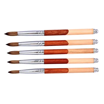 2022 Custom Logo Yellow Red Wood Handle Brush Nail Art Liner Ombre Kolinsky Nylon Paint Brush