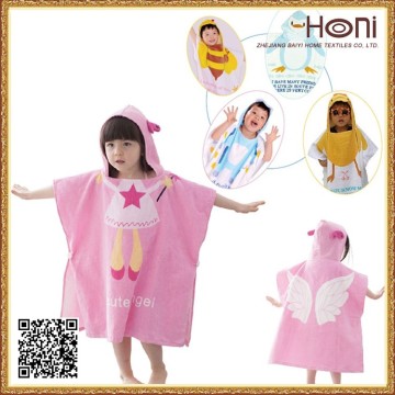 Children Poncho, 100% Cotton Velour Kids Poncho