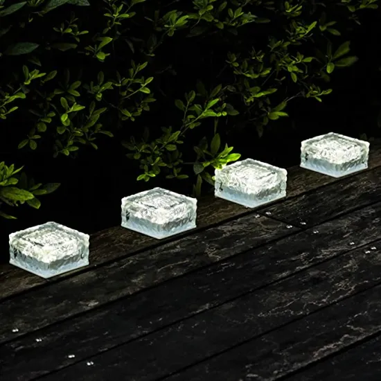 Solar-Powered LED Frost Glass Paver Lights for Garden Paths