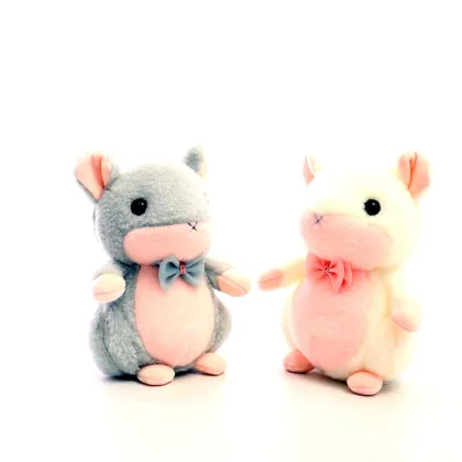 Wholesale Soft Cartoon Gray Mouse Plush Toy with Bow Tie
