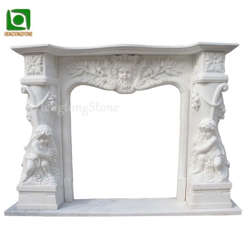White Marble Angel Statue Fireplace Surround
