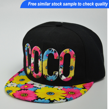 Fashion custom snapback 3d embroidery snapback cap