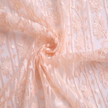 Fashion High Quality Tulle Sequin Embroidery Fabric