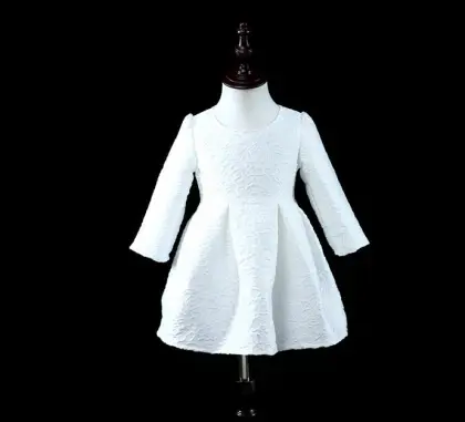 Lemokiz New style mother /girls dresses Parent-child long sleeve white jacquard mother and child dress Parent-child outfit