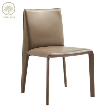 High-Quality Luxury Metal Legs Leather Dining Chair - Modern Industrial Style