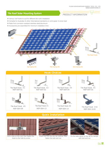 Tile Roof Solar Mounting System, Shingle Tile Roof Mounting System,Solar Shingle Roof Mounting System Tile