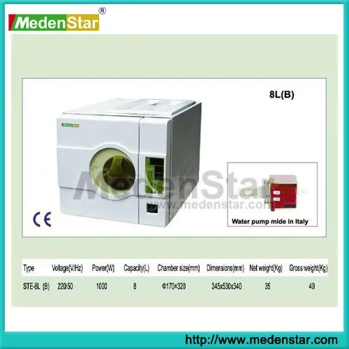 China Supplier Dental Equipment Autoclave Vacuum Sterilizer / Dental Autoclave 8L(B)