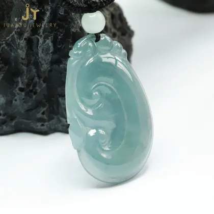 Wholesale Natural Burma Jade Ruyi Pendant Necklace - Handcarved Fashion Jewelry from Myanmar