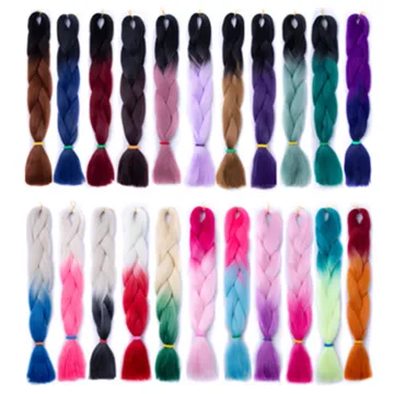 100G 24Inch Two Tone Ombre Jumbo Braiding Hair Crochet Synthetic Bulk Hair For Braiding