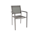 Muebles de exterior tela silla de jardín plástico marco de aluminio silla de comedor de restaurantes de aluminio