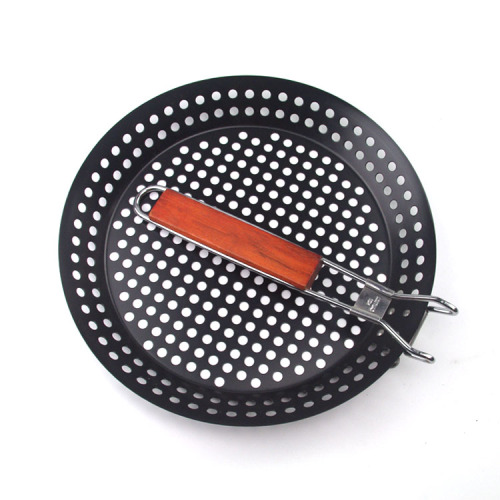 grill baking basket pan with flexional handle