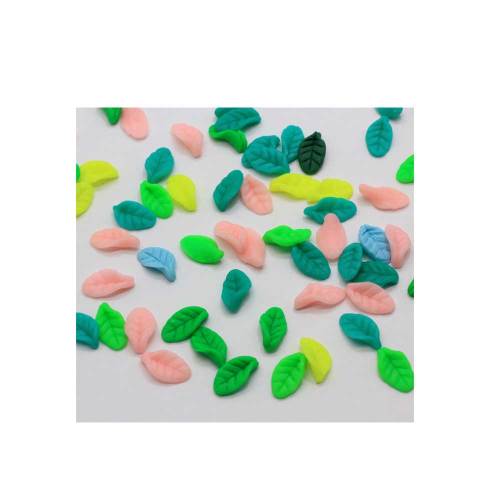 Cute Design 100pcs Mini Tree Leaf Cheap Soft Polymer Clay Beads Cheap Colorful Kawaii for Decoration DIY Slime Supplies