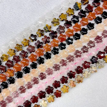 Five-Leaved Flower Shape Natural Stone Beads 15mm - DIY Jewelry Charms
