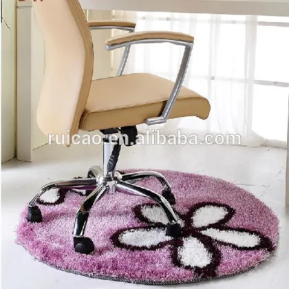 flower shaggy carpet round chair mat/rug