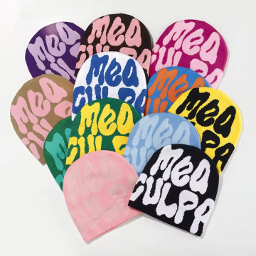 Winter Knit Beanie with Embroidery and Printing