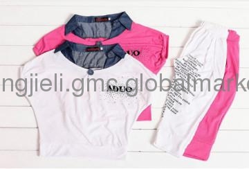 Girls summer dress summer suit with short sleeves cotton