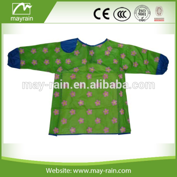 2016 green full printing long sleeves kids apron