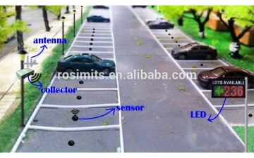 A wireless street parking lot sensor system can connect the LED display