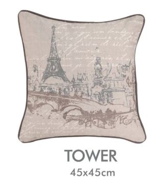 18x18” Decorative Tower Printed Cushion Covers Square For Bedding Chair