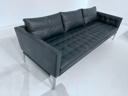 Timeless Elegance: Solid Wood Multi-Layer Pine Black Sofa