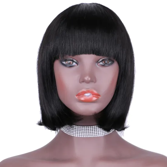 Straight black cheap wholesale short glueless private label inch bob pixie cut brazilian 100% real human hair wig black women