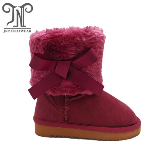 Kids Winter Young Girl Burgundy Half Boots
