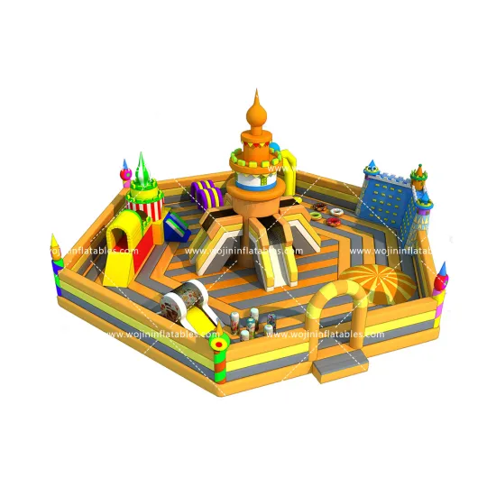 29ft Tall Inflatable Airplane Slide & Obstacle Course for Party Rentals at Outdoor City Theme Park