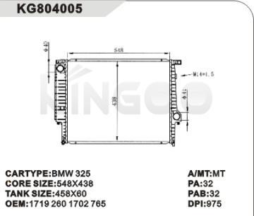 bmw radiator car for BMW 325 OEM:1719 260 1702 765