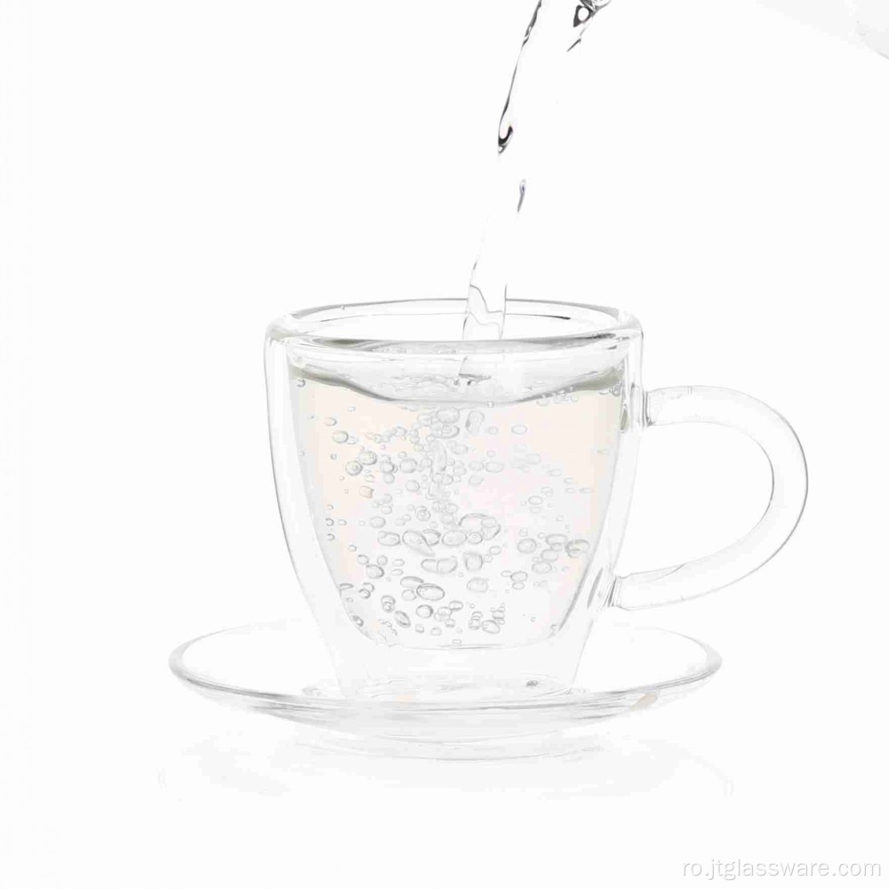 Populară ceașcă de ceai din sticlă cu farfurie