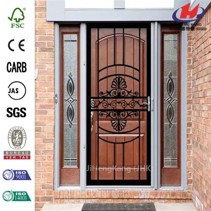 120 Series Black Vermont Left-Hinge Security Door with self-storing Glass Feature