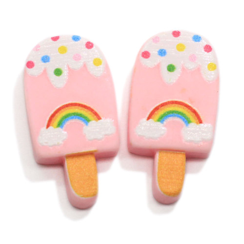 Populaire Plaksteen Kleurrijke Popsicle Resin Charms Zoete Kegel Simulatie Zomer Voedsel Kralen Cabochon Sleutelhanger DIY Decoratie