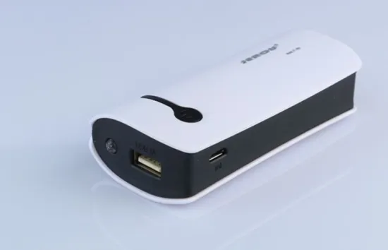Small Lithium Battery Emergency Led Power Bank Smartphone In White &amp; Blue
