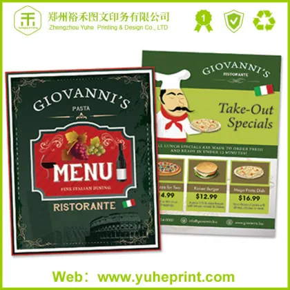 Advisting display digital folders printing for restaurant menu