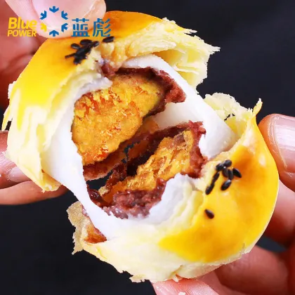 Salty Egg Yolk Pie with Red Bean Puff Pastry Refrigerated Doughs