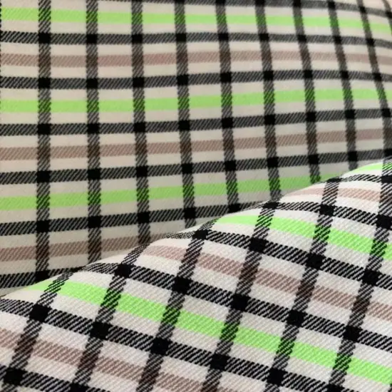Polyester Viscose Checks High Stretch Fabric